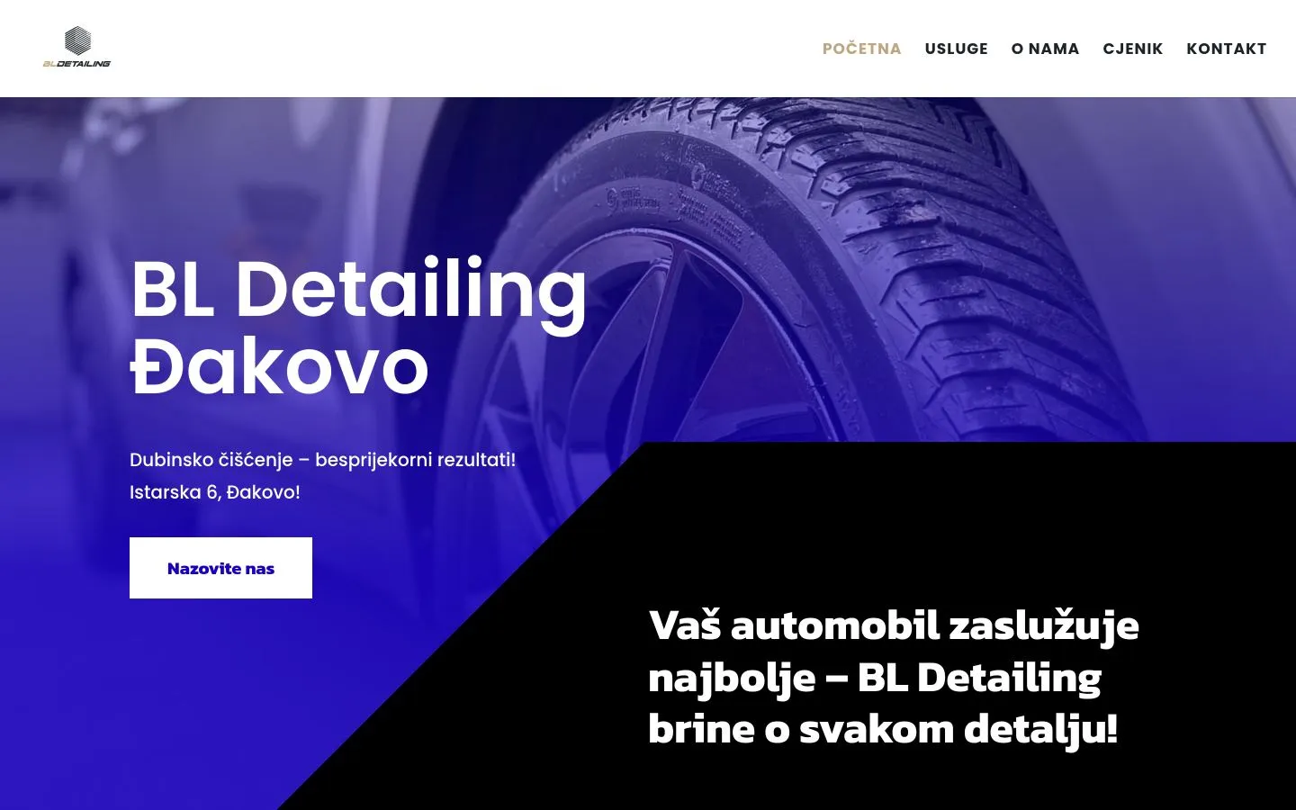 Naslovnica web stranice BL Detailing