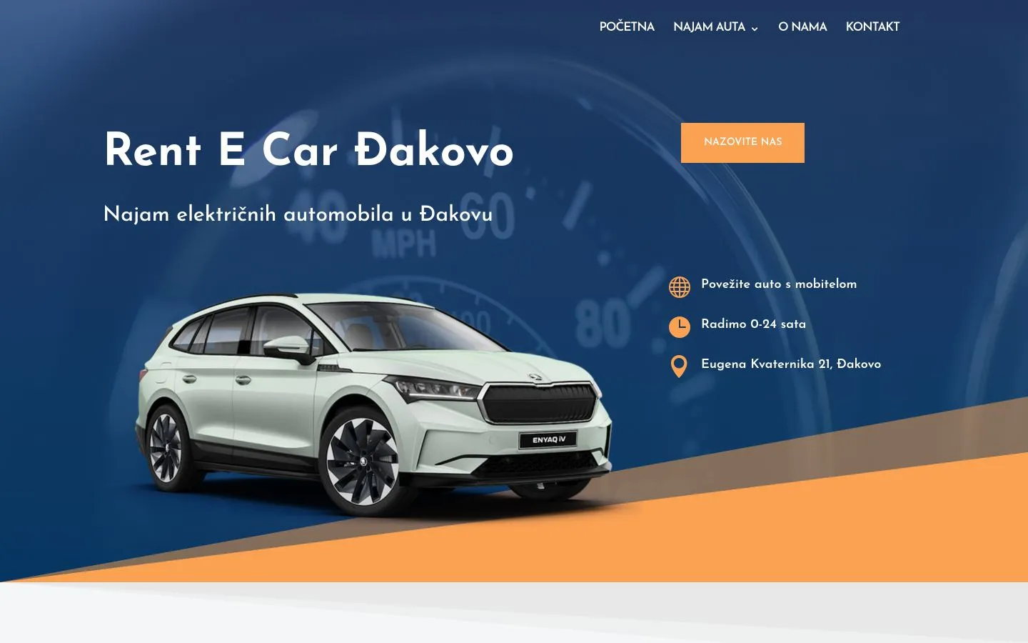 Naslovnica web stranice Rent eCar