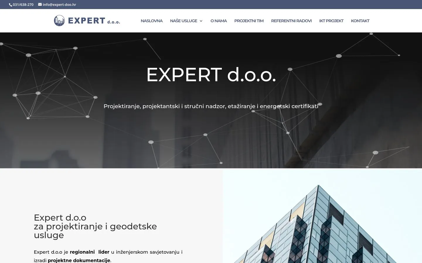 Naslovnica web stranice Expert d.o.o.