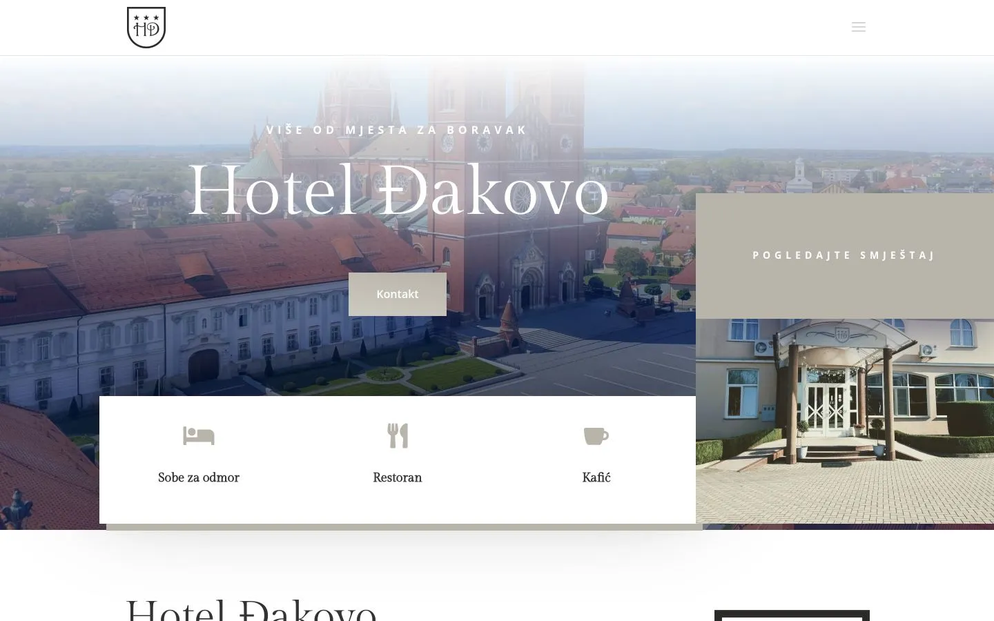 Naslovnica web stranice Hotel Đakovo