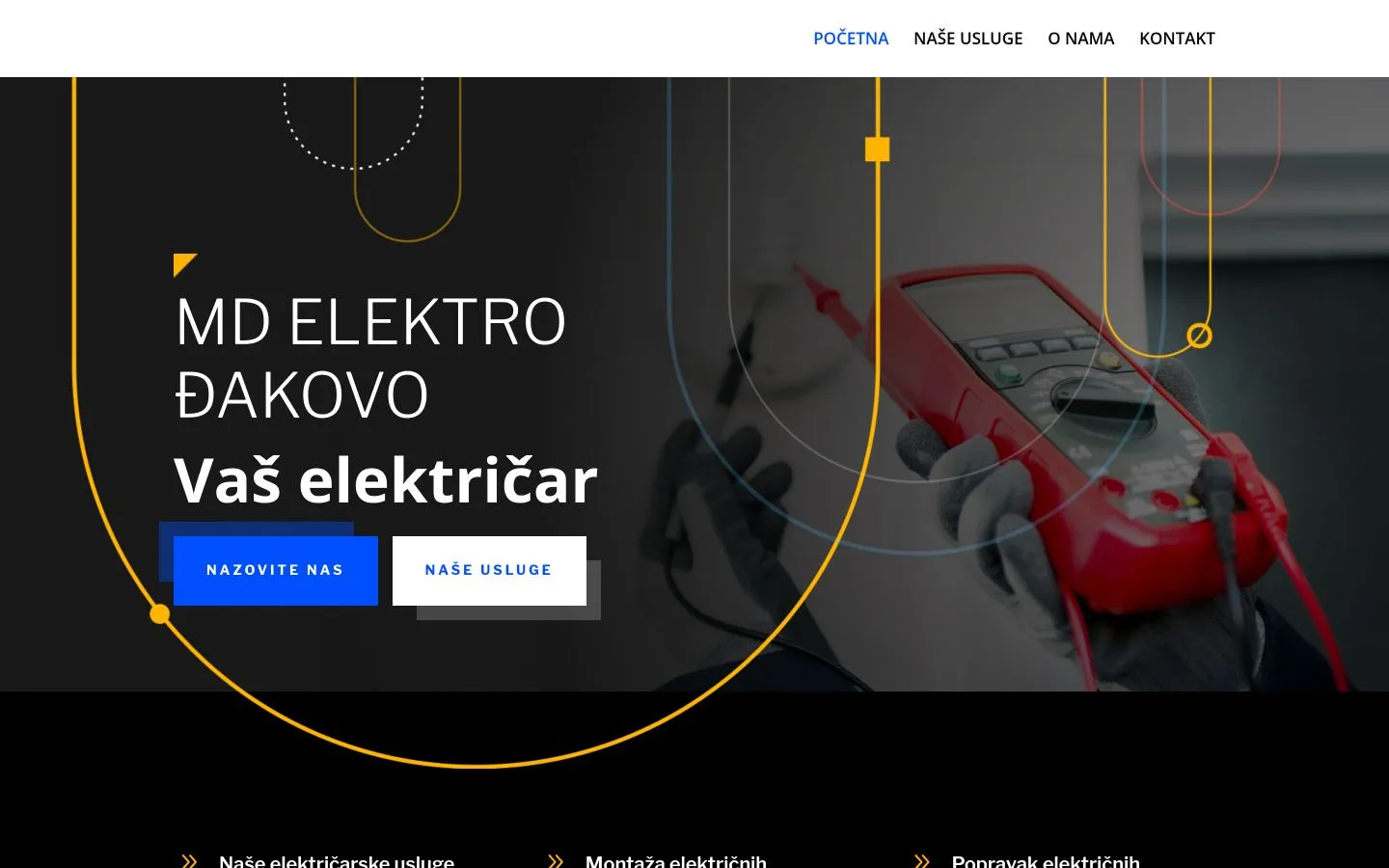 Naslovnica web stranice MD Elektro