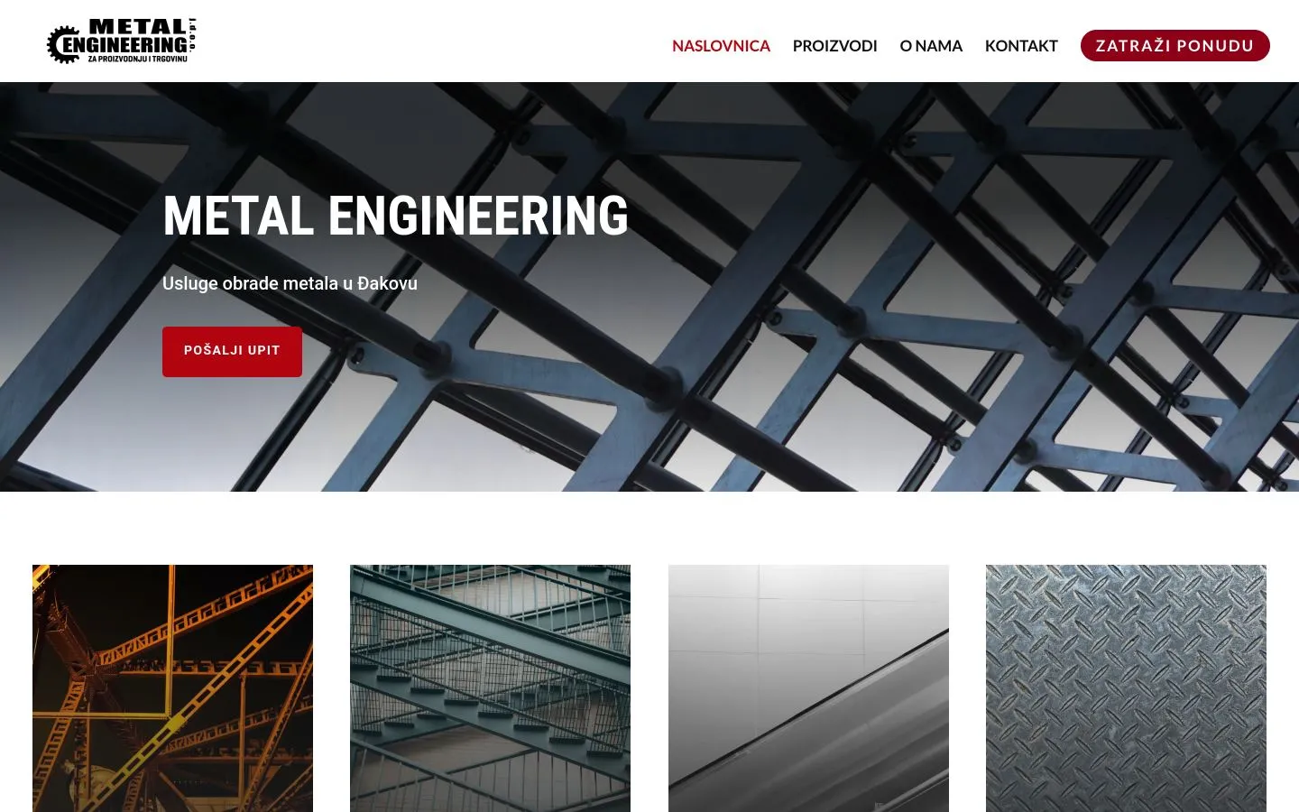 Naslovnica web stranice Metal Engineering