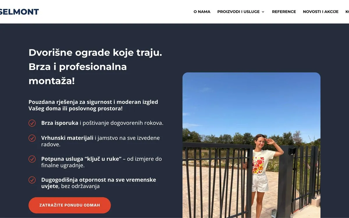 Naslovnica web stranice Selmont