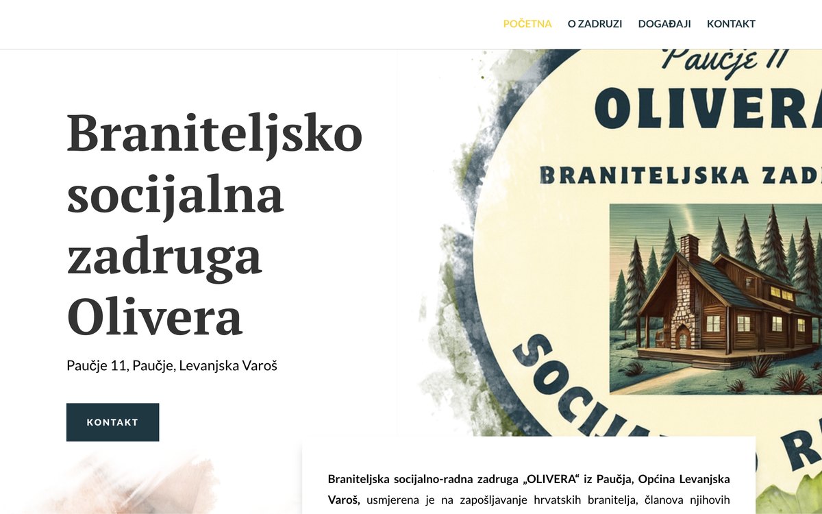 Web stranica BZ Olivera — Zadruga