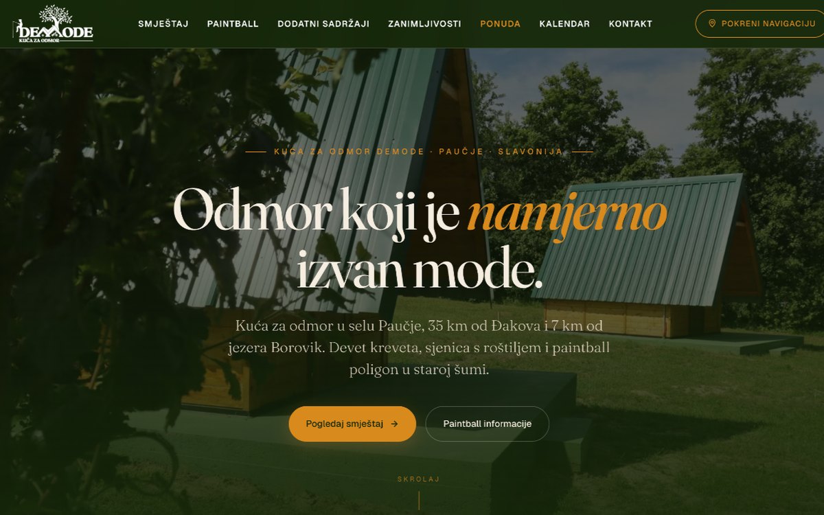 Web stranica Demode — Smještaj · Kuća za odmor