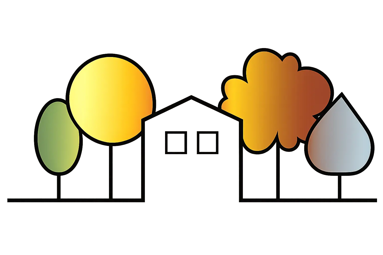 Logotip naziva 'Demode kuća za odmor', stiliziran s drvetom iz kojeg izrasta riječi, a slika osobe koja ribari